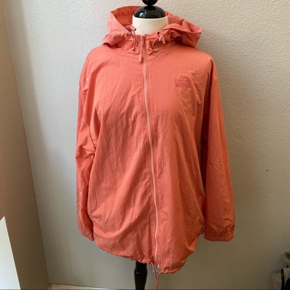 Victorias Secret PINK peach pink long sleeve hooded raincoat anorak jacket M - Picture 2 of 9